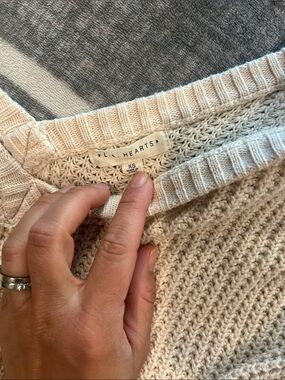 La Hearts Cream Open-Weave Knit Sweater